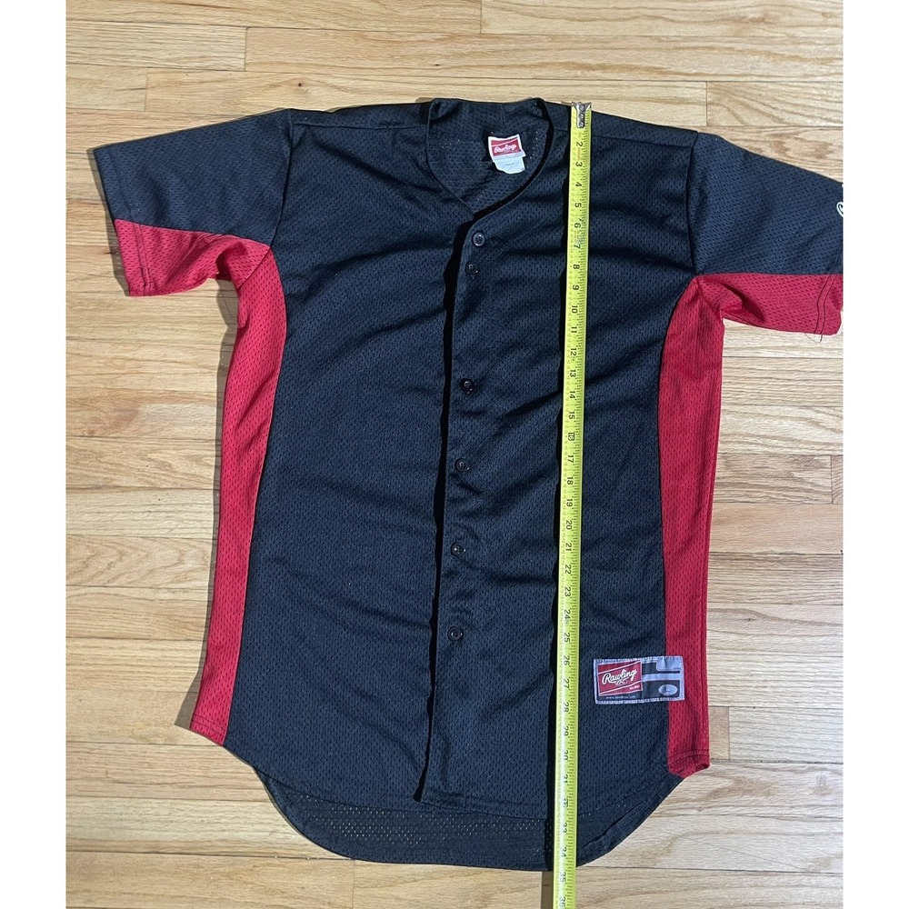 Vintage Rawlings Full Button Mesh Jersey Short Sleeve Adult Men Red size L